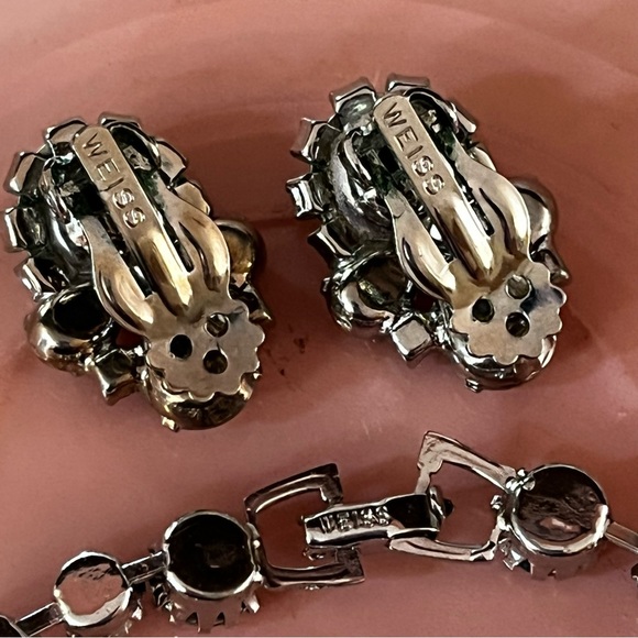Albert Weiss Jewelry Vintage Weiss Rhinestone Bracelet And Earrings
